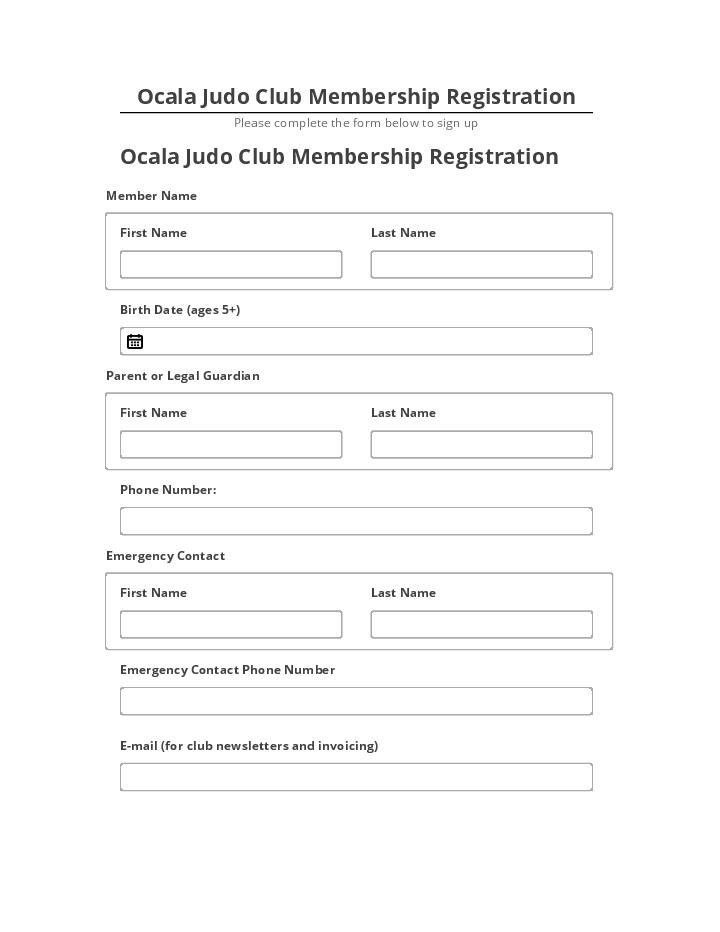 Pre-fill Ocala Judo Club Membership Registration from Netsuite
