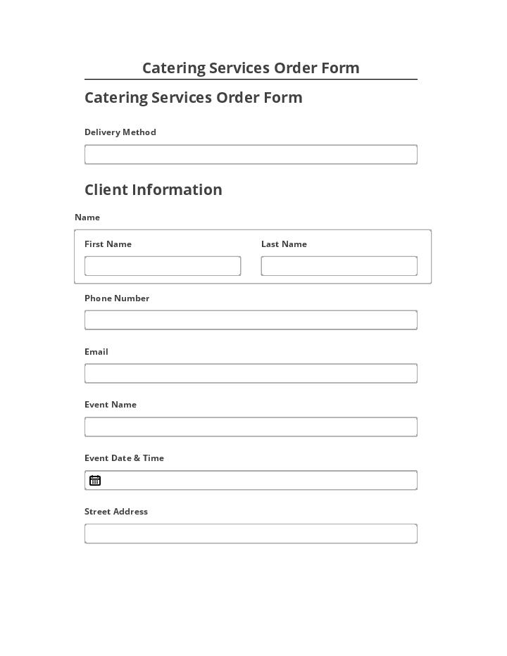 Arrange Catering Services Order Form in Microsoft Dynamics