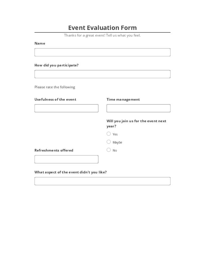 Update Event Evaluation Form from Salesforce