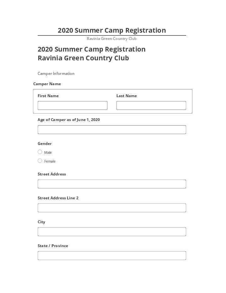 Pre-fill 2020 Summer Camp Registration from Netsuite