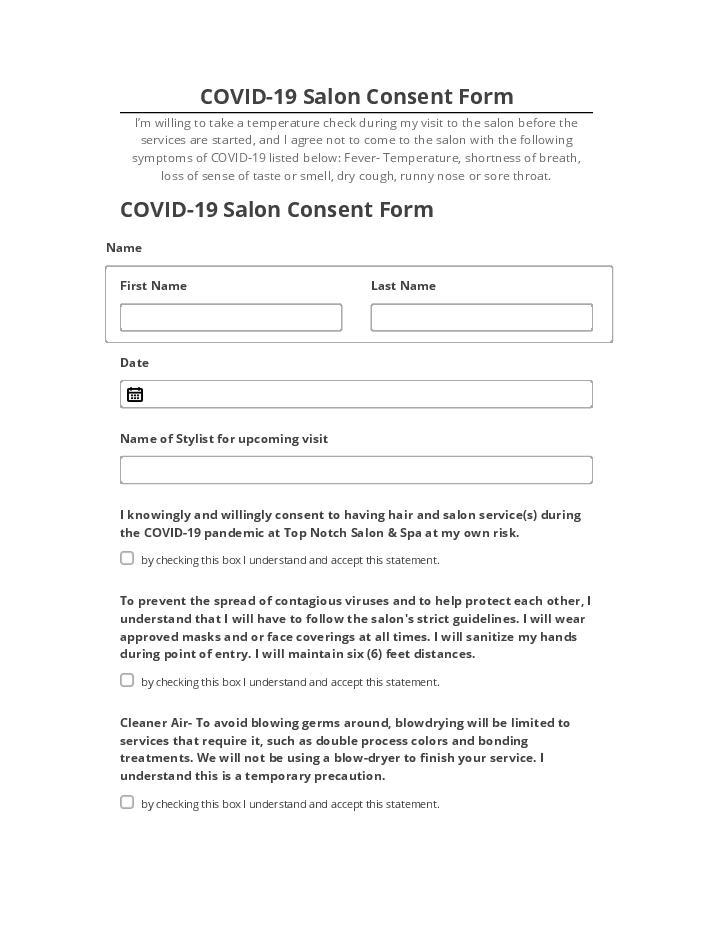 Extract COVID-19 Salon Consent Form from Netsuite