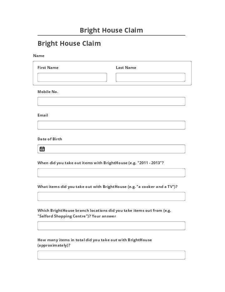 Pre-fill Bright House Claim from Microsoft Dynamics