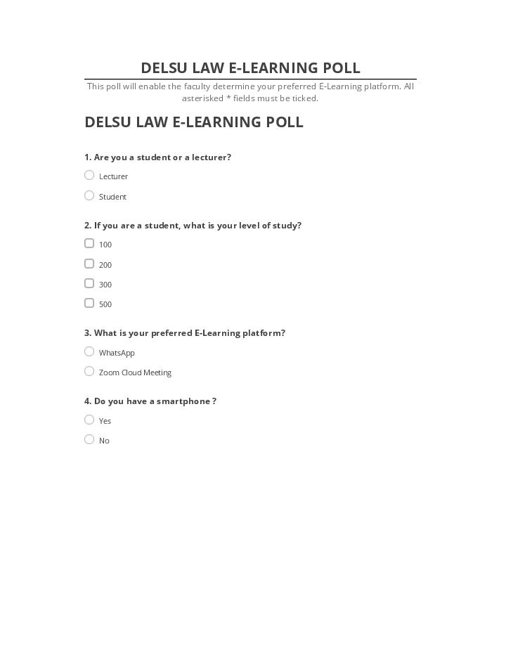 Synchronize DELSU LAW E-LEARNING POLL with Netsuite