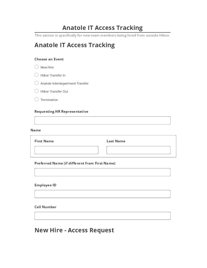 Pre-fill Anatole IT Access Tracking from Salesforce