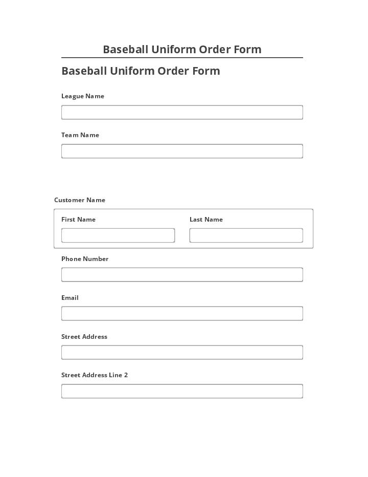 Automate Baseball Uniform Order Form