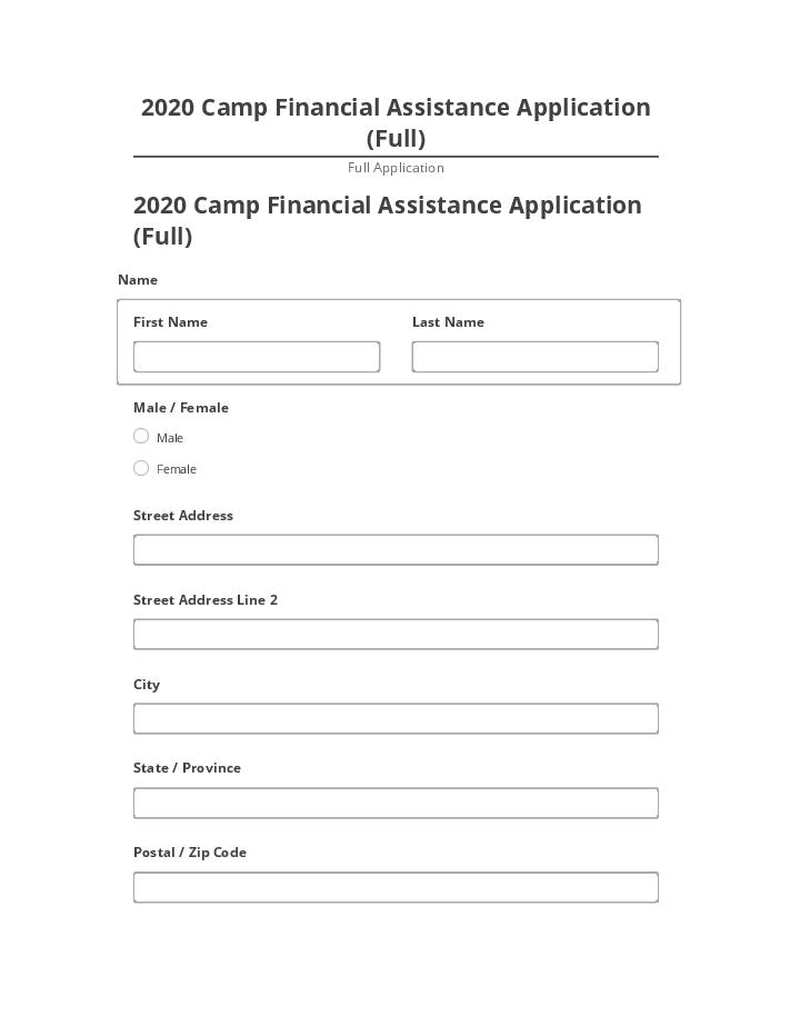 Pre-fill 2020 Camp Financial Assistance Application (Full) from Netsuite