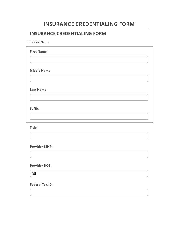 Pre-fill INSURANCE CREDENTIALING FORM from Netsuite