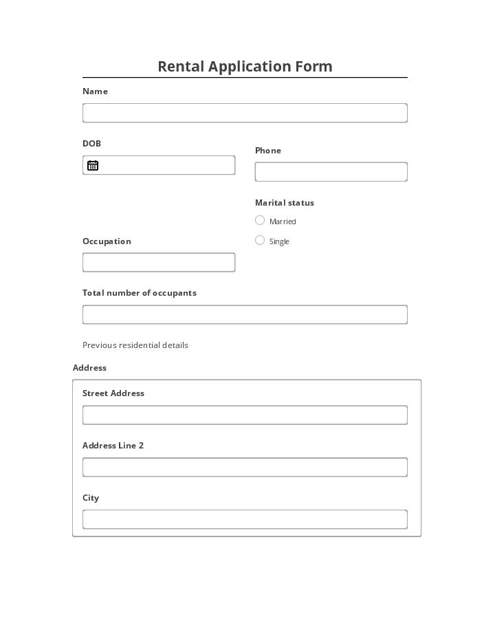 Export Rental Application Form to Salesforce