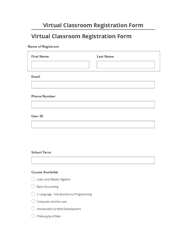 Extract Virtual Classroom Registration Form from Netsuite