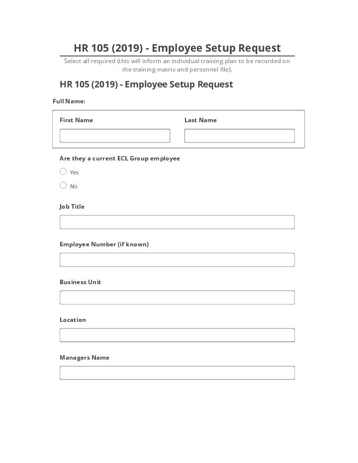 Update HR 105 (2019) - Employee Setup Request from Netsuite