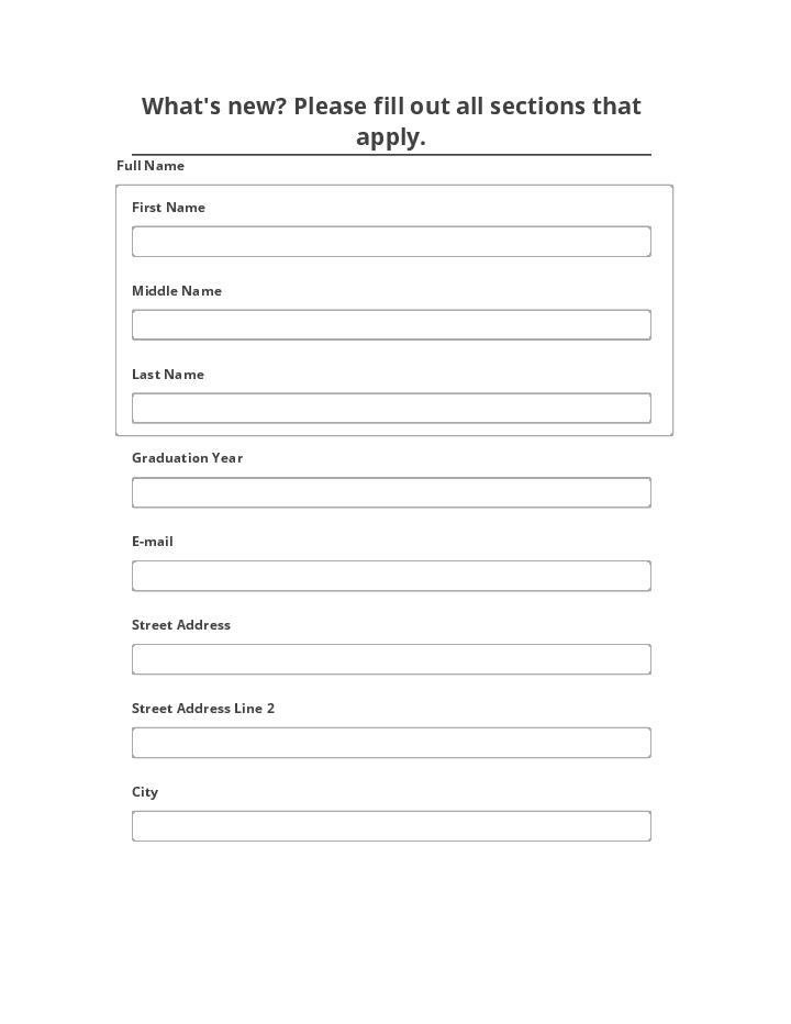 Incorporate What's new? Please fill out all sections that apply. in Microsoft Dynamics