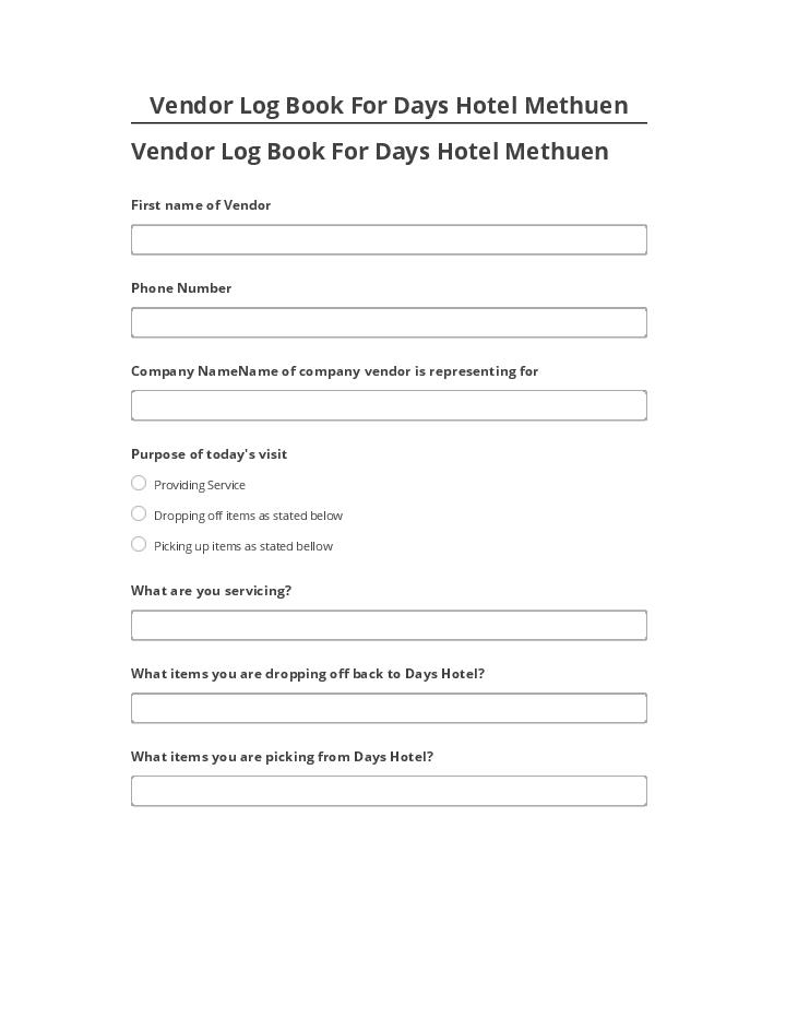 Manage Vendor Log Book For Days Hotel Methuen in Microsoft Dynamics