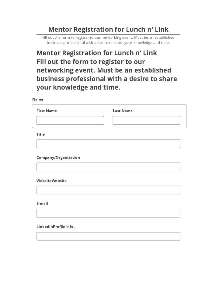 Arrange Mentor Registration for Lunch n' Link in Netsuite