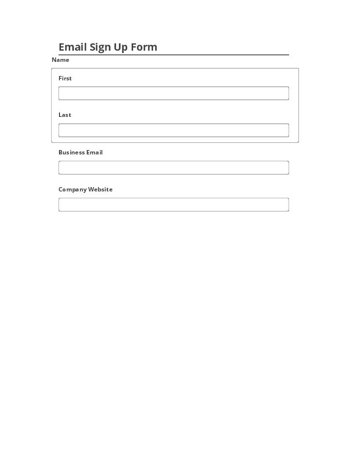 Arrange EMAIL SIGN UP FORM in Netsuite