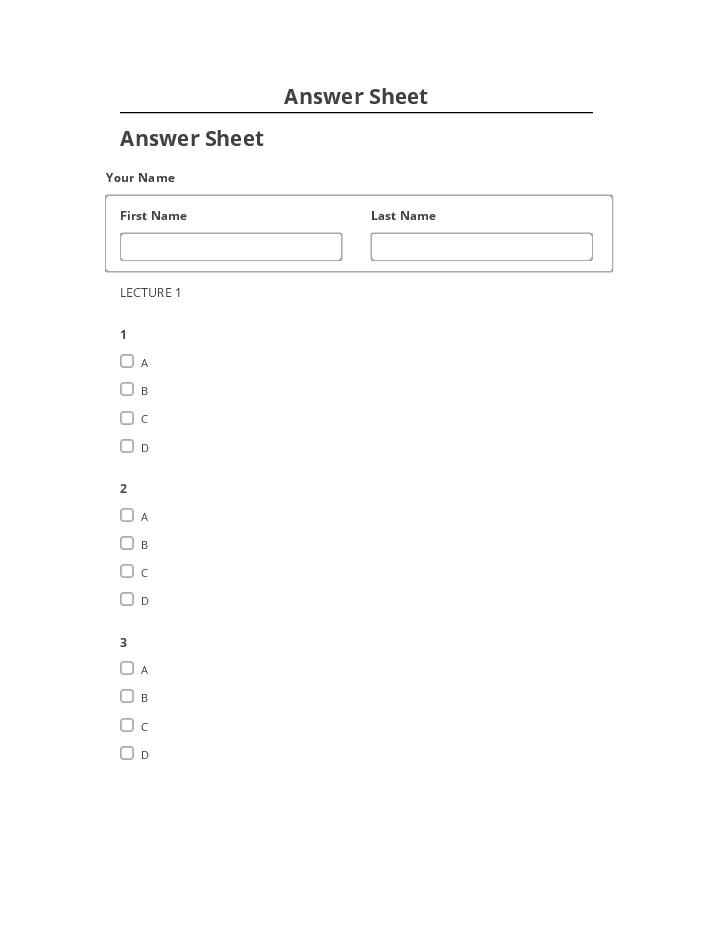 Pre-fill Answer Sheet from Netsuite