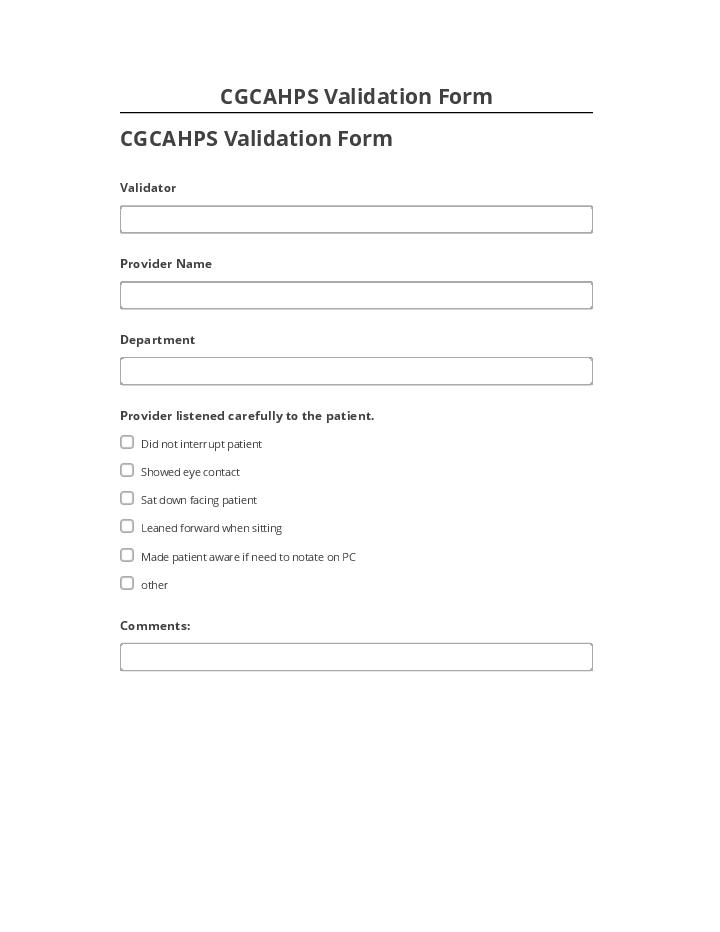 Pre-fill CGCAHPS Validation Form