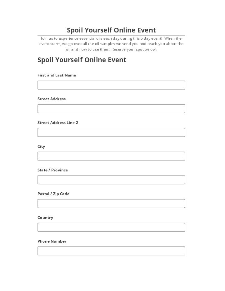 Arrange Spoil Yourself Online Event in Netsuite