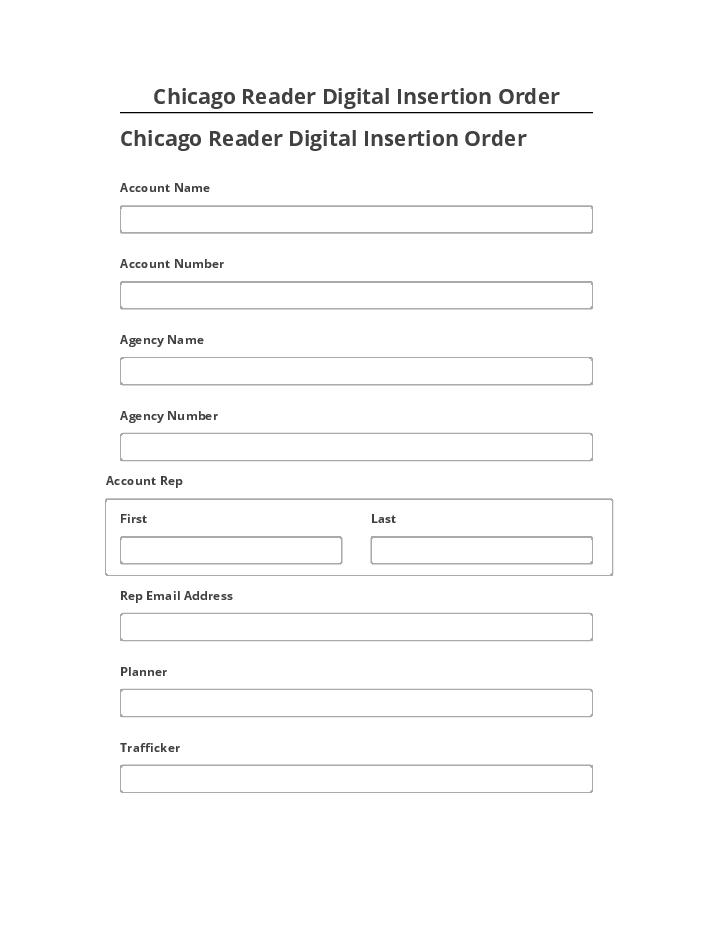 Arrange Chicago Reader Digital Insertion Order in Microsoft Dynamics