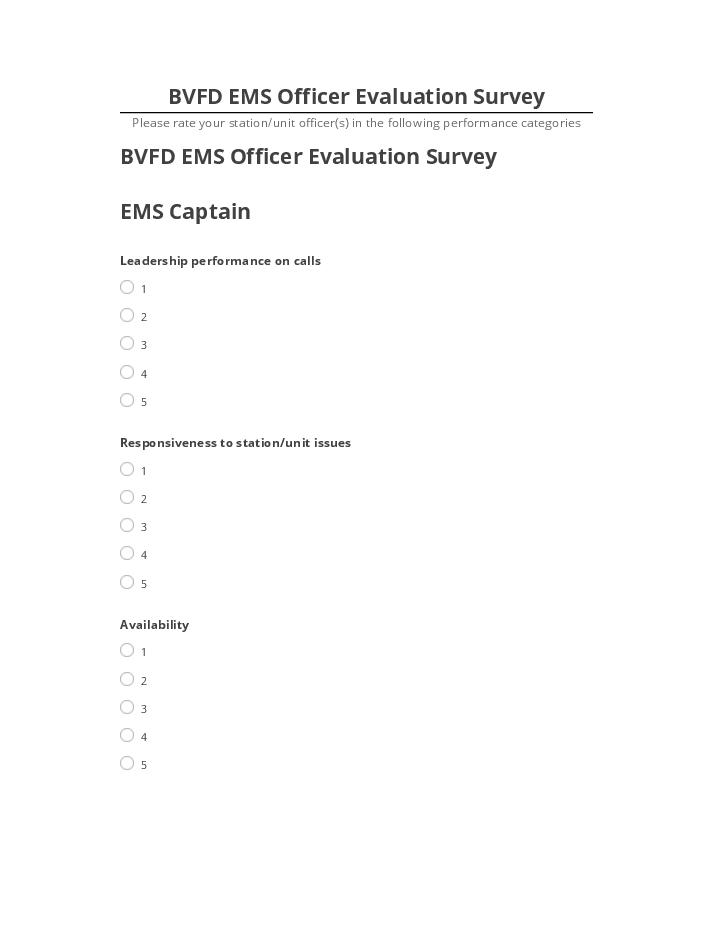 Arrange BVFD EMS Officer Evaluation Survey