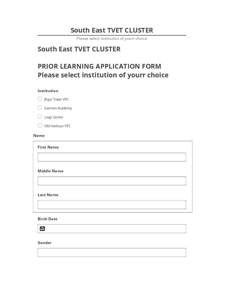Pre-fill South East TVET CLUSTER from Microsoft Dynamics