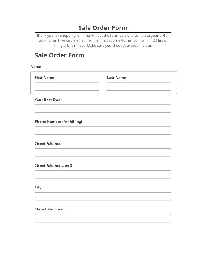 Archive Sale Order Form