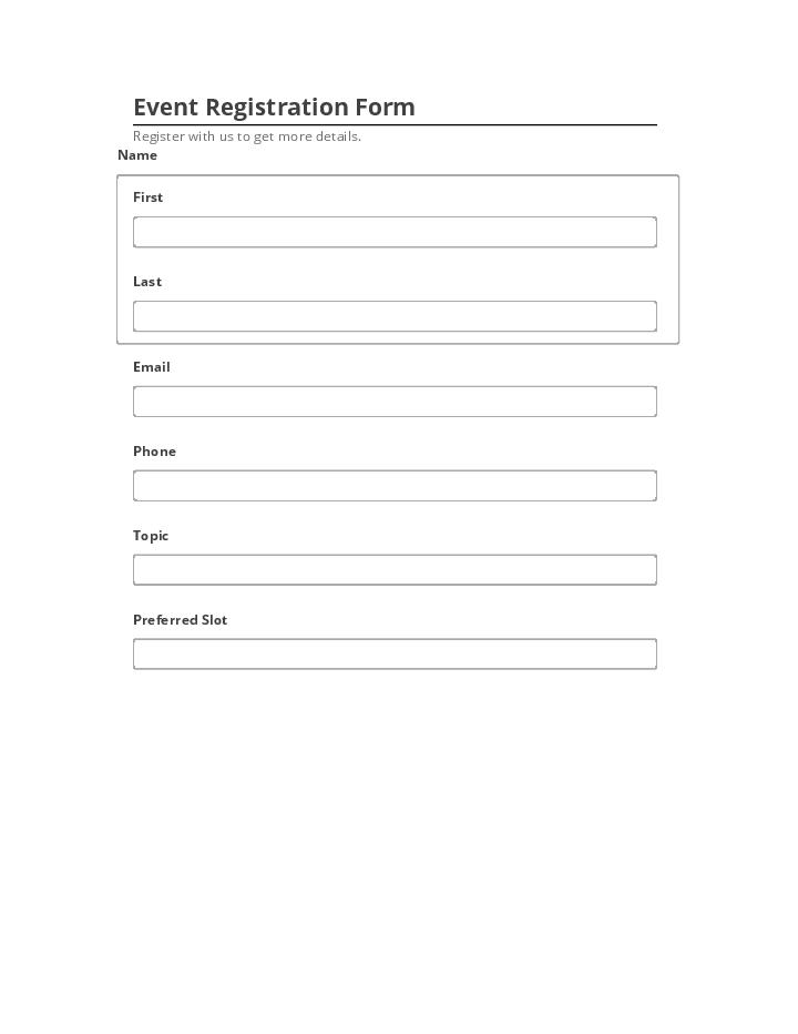 Arrange Event Registration Form in Netsuite