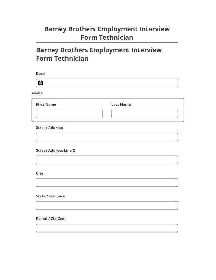 Integrate Barney Brothers Employment Interview Form Technician with Salesforce