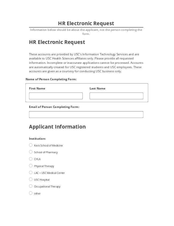 Pre-fill HR Electronic Request from Netsuite