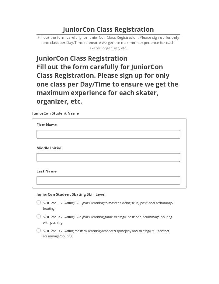Pre-fill JuniorCon Class Registration from Netsuite