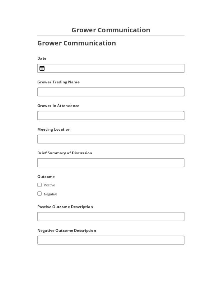 Export Grower Communication to Netsuite