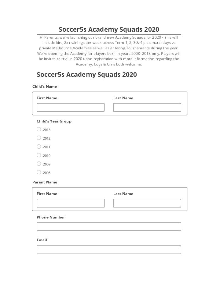 Update Soccer5s Academy Squads 2020 from Microsoft Dynamics