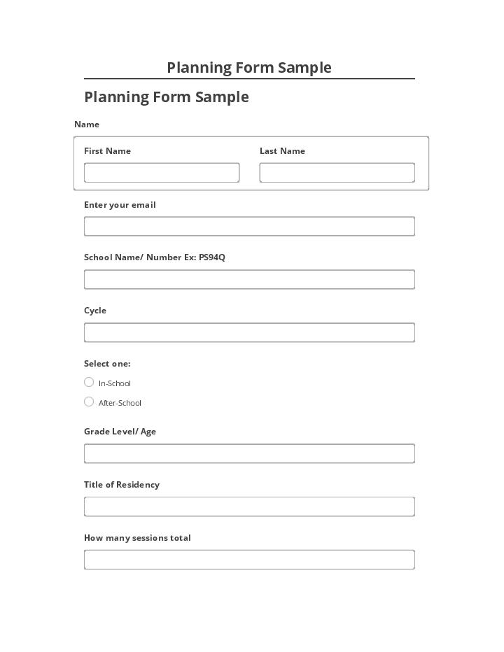 Arrange Planning Form Sample in Salesforce