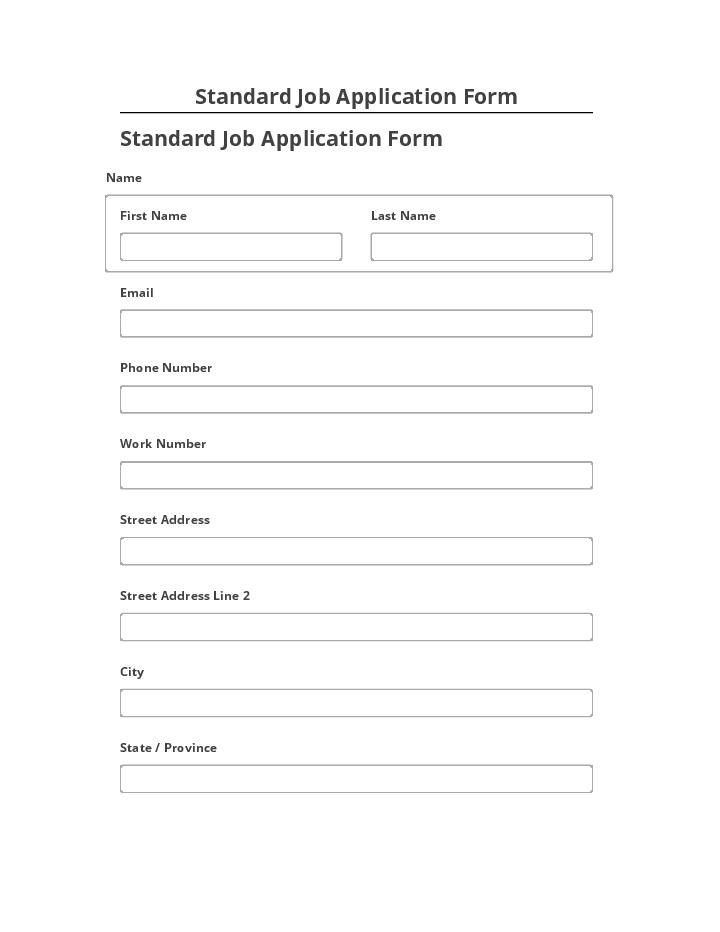 Export Standard Job Application Form to Salesforce