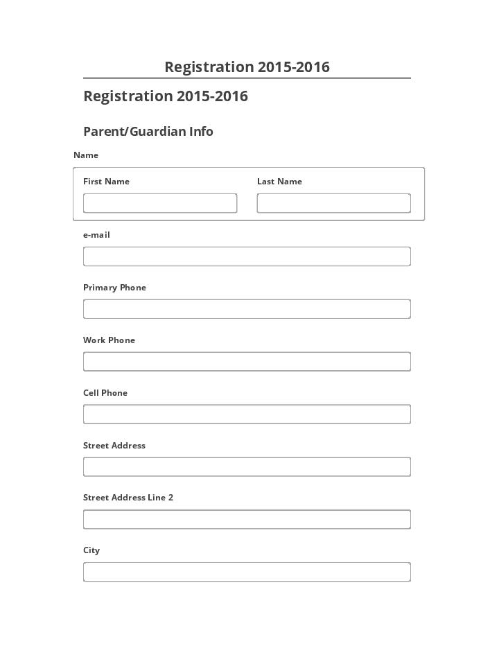 Arrange Registration 2015-2016 in Netsuite