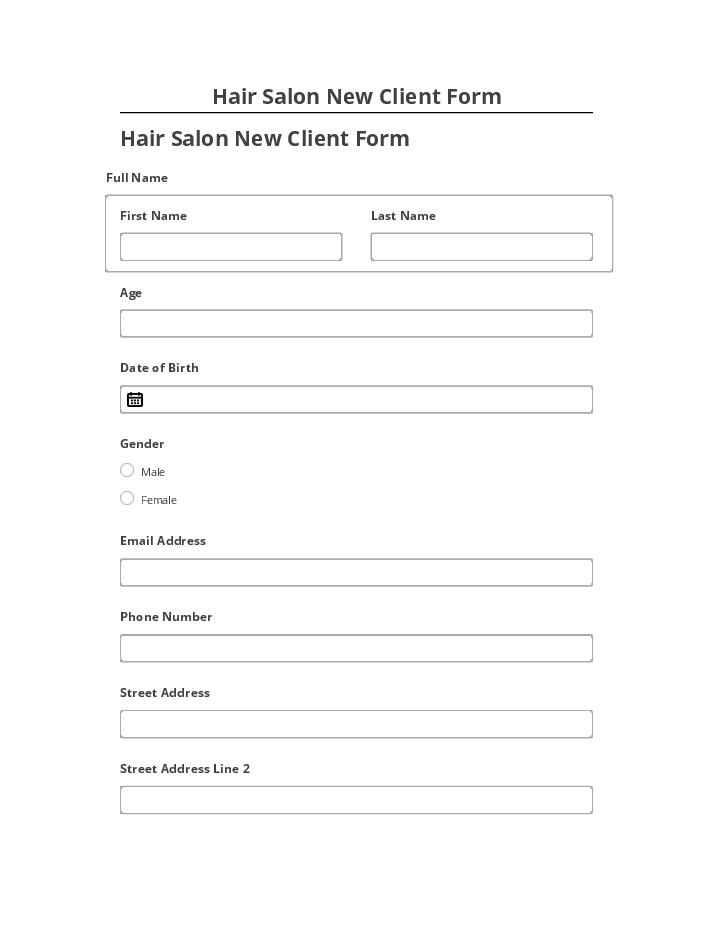 Arrange Hair Salon New Client Form in Salesforce