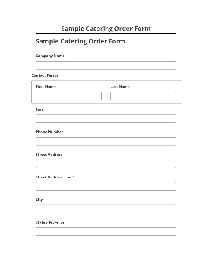 Update Sample Catering Order Form