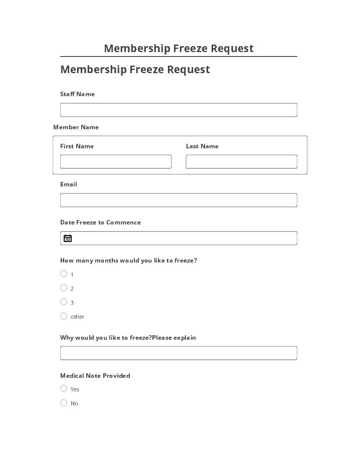 Pre-fill Membership Freeze Request from Microsoft Dynamics