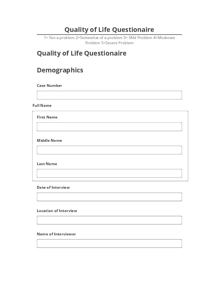 Arrange Quality of Life Questionaire in Microsoft Dynamics