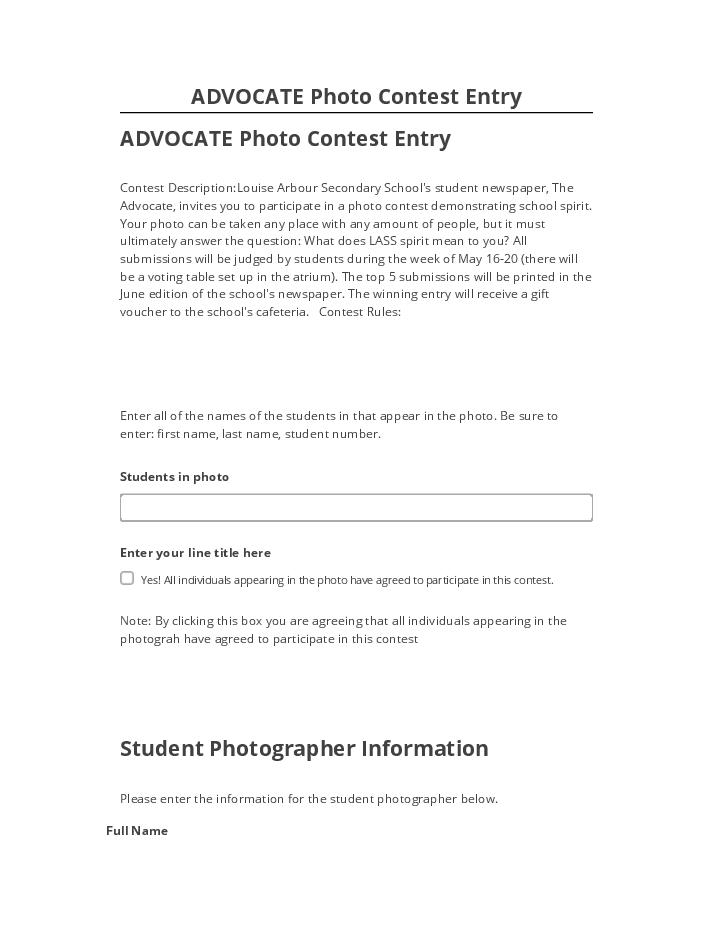 Incorporate ADVOCATE Photo Contest Entry in Microsoft Dynamics