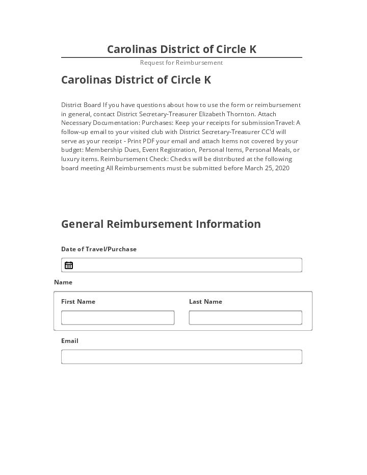 Pre-fill Carolinas District of Circle K from Microsoft Dynamics