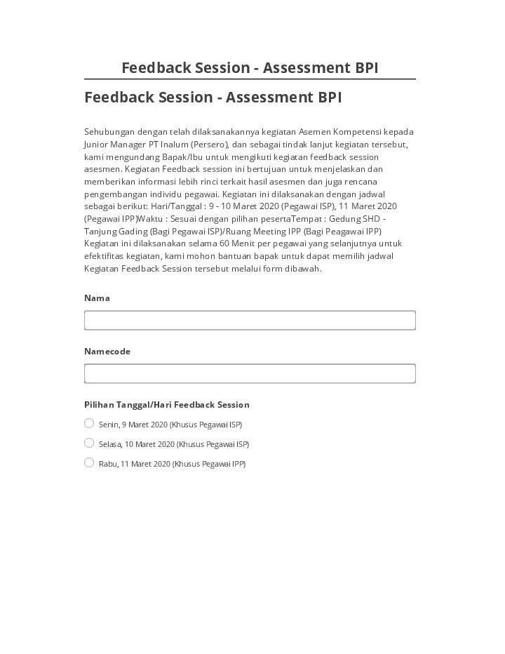 Arrange Feedback Session - Assessment BPI in Salesforce