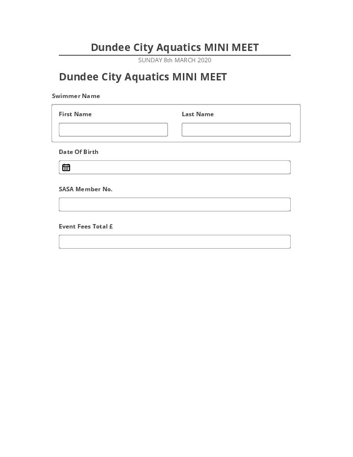 Export Dundee City Aquatics MINI MEET to Salesforce