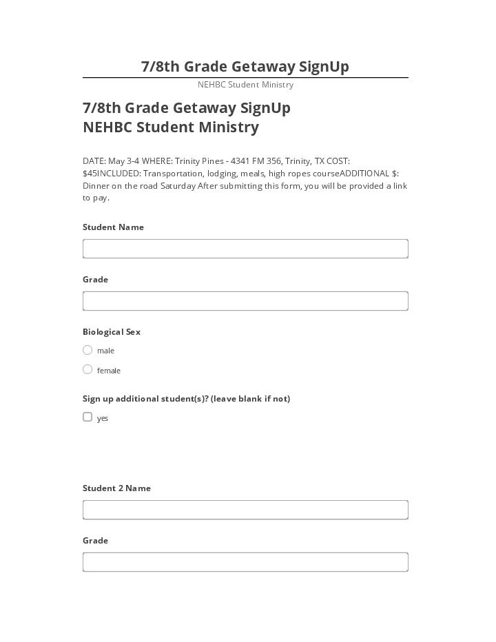 Archive 7/8th Grade Getaway SignUp to Salesforce