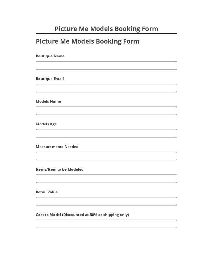 Extract Picture Me Models Booking Form from Microsoft Dynamics