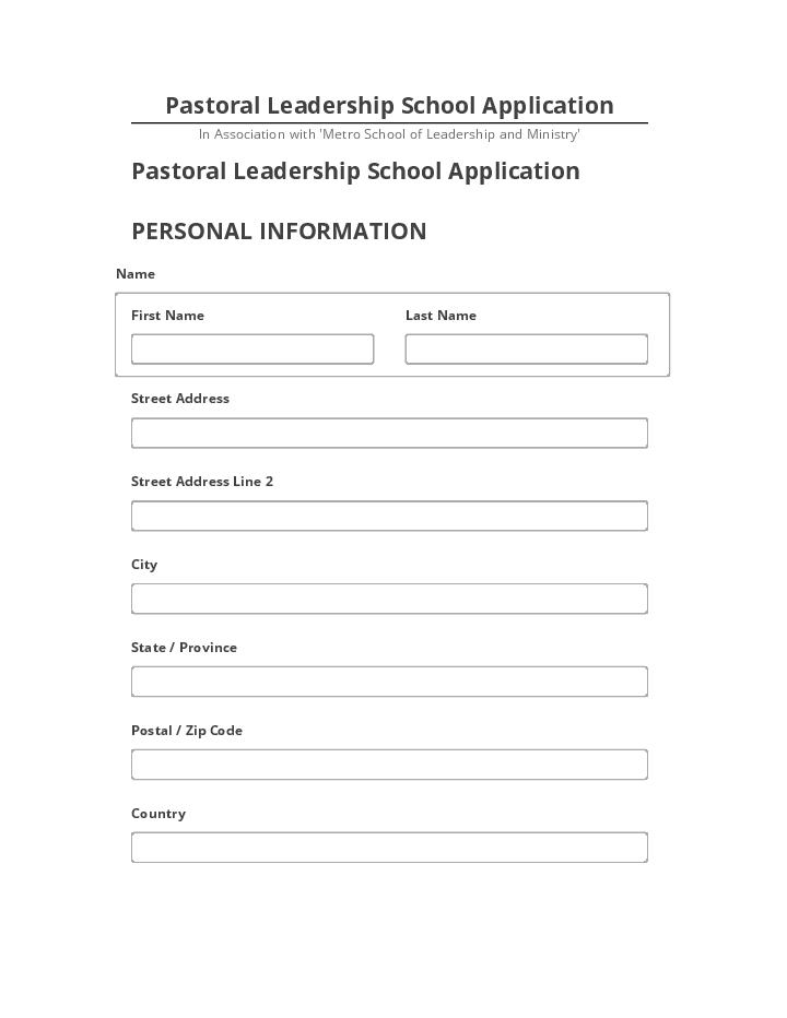 Pre-fill Pastoral Leadership School Application from Netsuite