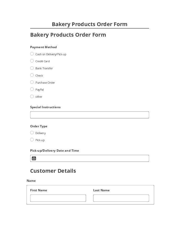 Pre-fill Bakery Products Order Form from Netsuite