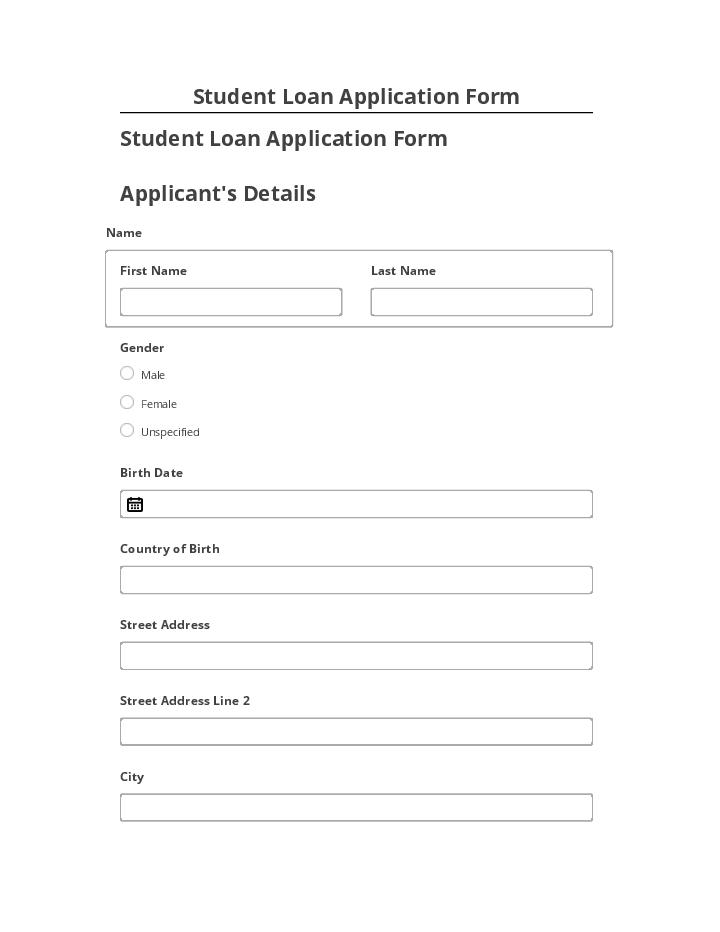 Arrange Student Loan Application Form in Netsuite