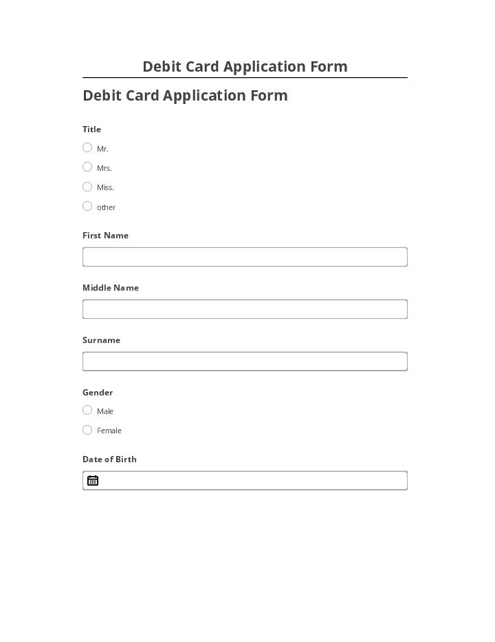 Synchronize Debit Card Application Form