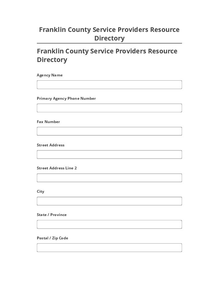 Update Franklin County Service Providers Resource Directory from Netsuite