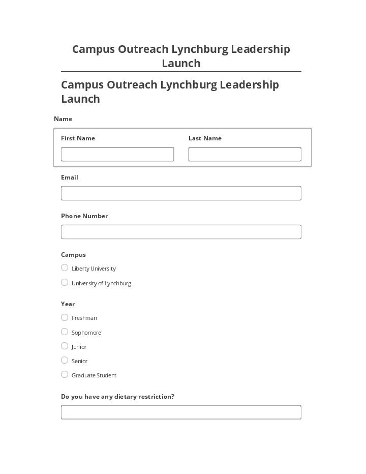 Automate Campus Outreach Lynchburg Leadership Launch in Microsoft Dynamics